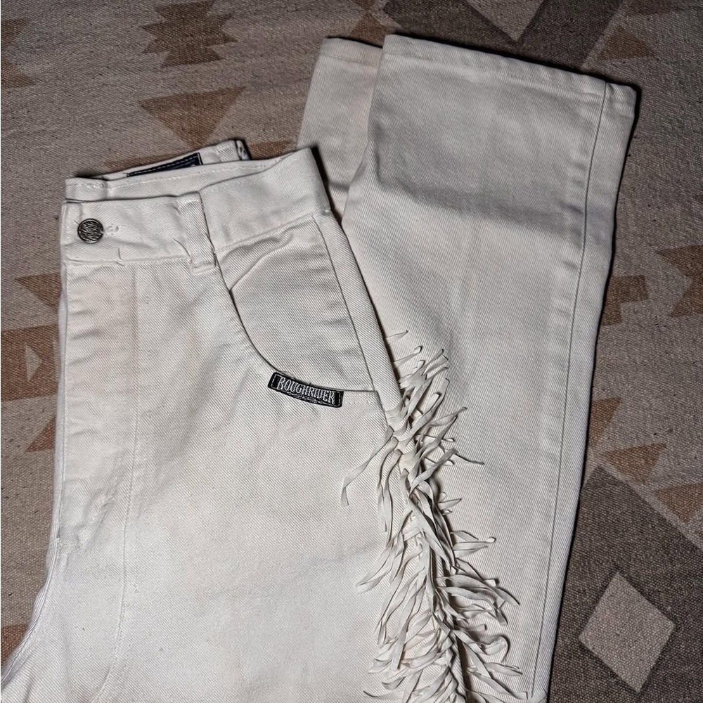RoughRider Vintage Western Bareback White Fringe Jeans